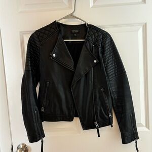 Topshop Leather Moto Jacket - Size US 2